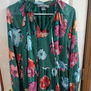 Floral Green Long Sleeve Dress